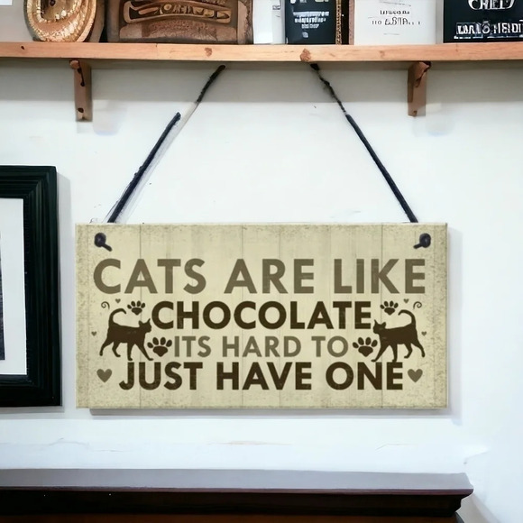 "cats are like chocolate" wooden sign, Wall decor, picture, feline - Picture 1 of 4
